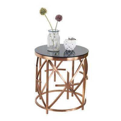 China Modern Rock Dish Slate Interior Side Table Near TV Stand Coffee Table Living Room Stainless Steel Glass End Table for sale