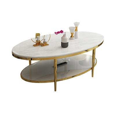 China Modern Stylish Casual Baroque Coffee Table Set Sewing Indoor Oval Center Table Stainless Steel Fashionable Tea Desk For Living Room for sale