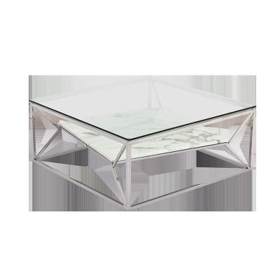 China Modern Classic Metal Frame Coffee Table Set Living Room Furniture Stainless Steel Practical Square Center Table for sale