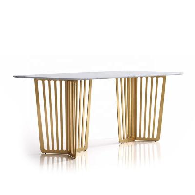 China Wholesale Customized Slate Stainless Steel Dining Furniture Metal Table Legs Dining Table Legs Natural Stone Table Plate Gold Removable Dining Furniture for sale