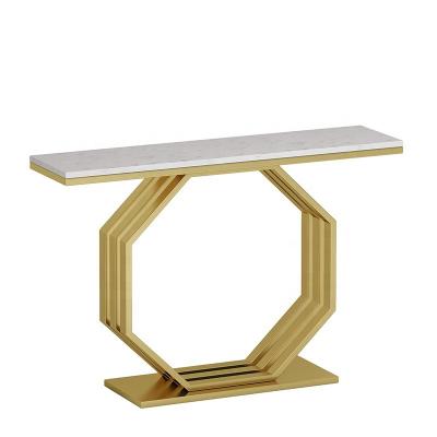 China Modern Space Saving Stainless Steel Console Table Gold Metal Marble Legs Console Table Modern Porch Step Hallway Table for sale