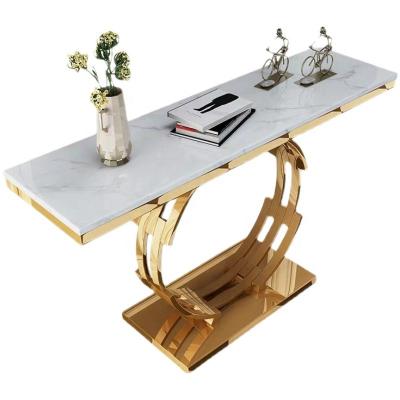 China Modern American Style Modern Console Table Marble Stainless Steel Corridor Table Wholesale Practical Home Furniture for sale