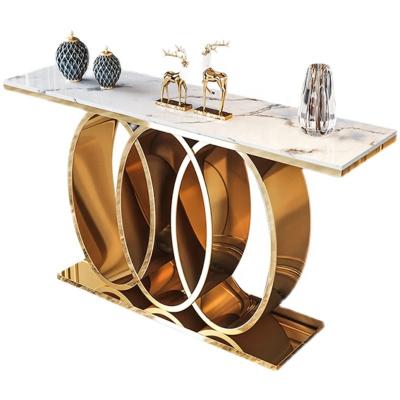 China Hot Sale Modern Luxury Metal Frame Amazon Marble Top Console Table Chipboard Hallway Table Living Room Furniture Stone Set for sale