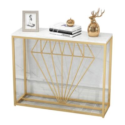 China Modern Luxury Design Diamond Pattern Console Table Stainless Steel Hallway Table For Hallway Low Price Hallway Table For Sale for sale