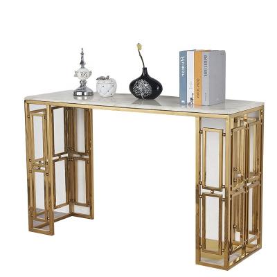 China Modern Factory New Direct Rectangle Porch Console Table Design Hallway Table Marble Stainless Steel Entrance Table for sale