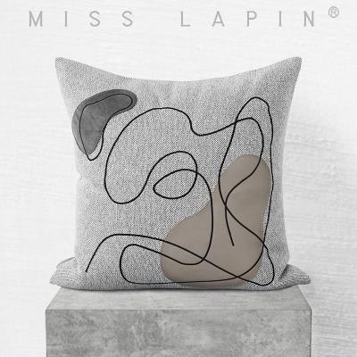 China Decorative Abstract Design Embroidered Square Pillow Cover Latest Design Modern Cushion Covers Decorative for sale