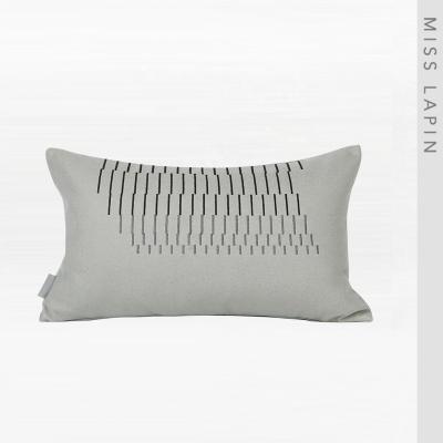 China Home Decorative Indoor Embroidered Gray Suede Soft Throw Pillow Sofa Lumbar Embroidered Cushion Covers for sale