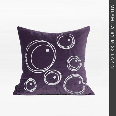 China Embroidered Bubbles Embroidered Violet Velvet Pillow Covers Luxury Decorative Cushion Covers 45x45cm Kids Bedroom for sale