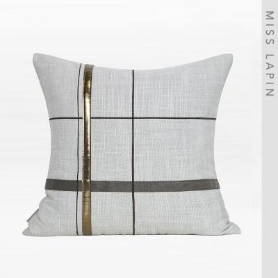 China Latest Design Stylish PU Embroidered Throw Cushion Cover Gray Luxury Bed Decorative Sofa Tile Case for sale