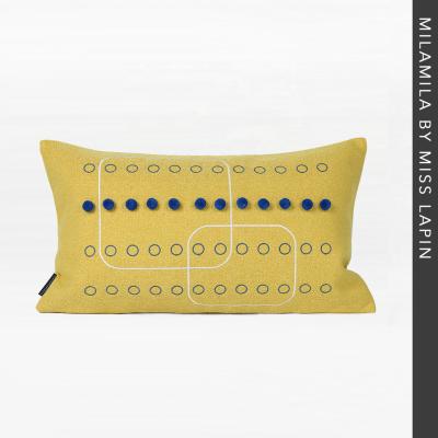 China Designer Yellow Throw Pillows Embroidered Kids Bedroom Decor 30*50 Pillow Case Embroidered Cushion Cover With Tassel for sale