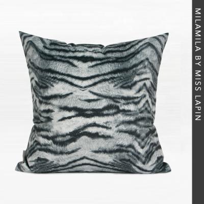 China Tiger Stripes Pattern Soft Square Decorative Pillow Sofa Couch Digital Printed Velvet Throw Cushion Cover Decorative for sale