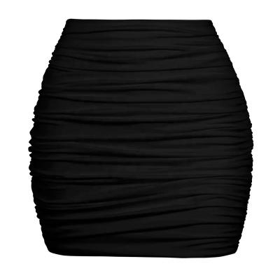 China Tengcai Women's Anti-Static Mini Skirt Sexy Solid High Waist Tight Ruched Figure Club Skirt for sale