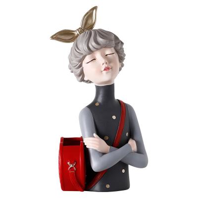 China Pen Holder Bubble Girl Series Cute Modern Nordic Decoration Model Resin Sculpture Girl Interior Decorations Bedroom Home Decoration for sale