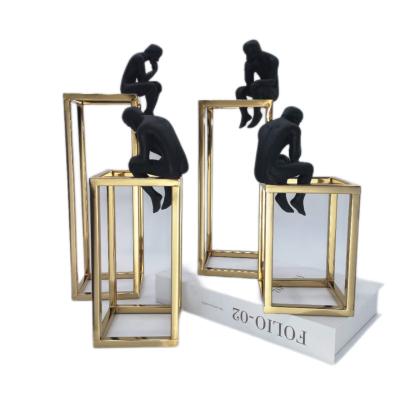 China Modern Abstract Craft Art Home Decorations Artistc Decorations Iron Thinker Sculpture Metal Figures Other Eco-friendly Home Decor for sale