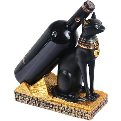 China Egypt Cats Wholesale Egypt Cats Fashion Design Wine Cabinet Wine Rack Resin Opens Sculpture For Home Decoration Indoor Ornaments for sale