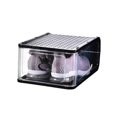 China New Chinese Style Factory Drop Front Clear Sneaker Storage Box Stackable Custom Shoe Box Acrylic Transparent Magnetic Plastic Sneaker Box for sale