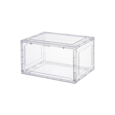 China New Chinese Style Logo Box Shoes Sneaker Display Organizer Case Acrylic Clear Drop Front Plastic Shoe Box Shoe Container Storage for sale