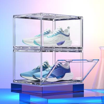 China New Chinese Style Logo Box Shoes Sneaker Display Acrylic Clear Drop Front Shoebox Plastic Shoe Box Shoe Case Container Custom Storage Case for sale