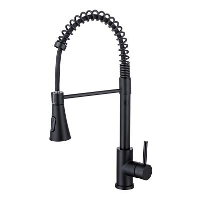 China Contemporary Pull Out Spray Black Sink Faucet Pull Down Kitchen Faucet 304 Matte Black Kitchen Faucet for sale