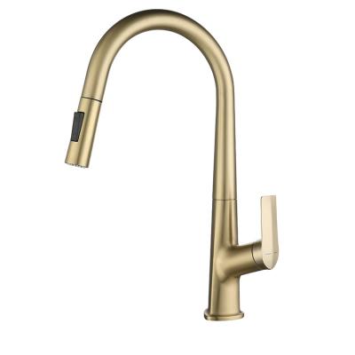 China Pull Out Spray Factory Direct Faucet Sus304 Kitchen Faucet Brass Gold Lower Spray Torneira Cozinha for sale