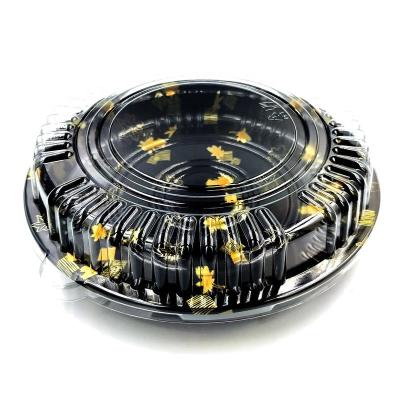 China Sustainable Wholesale Different Size Round Cake Boxes Paper Takeout Sushi PP Tray With PET Lid for sale