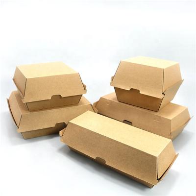 China Food Grade Biodegradable Compostable Biodegradable Disposable Cardboard Kraft Paper Corrugated Hamburger Box for sale