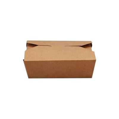 China Biodegradable Custom Logo Food Grade Kraft Paper Take Away Rectangle Paper Pillow Lunch Box Packaging for sale