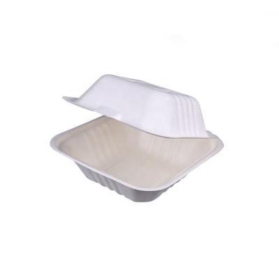 China biodegradable & 6inch 100% Customized Disposable Biodegradable Sugar Cane Bagasse Pulp Hamburger Box for sale