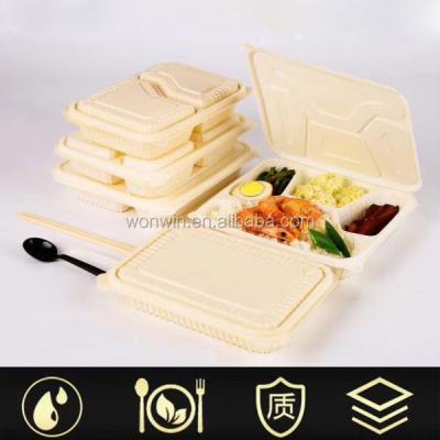 China Disposable cornstarch biobased eco-friendly 1/2/4/5 boxes 3 compartments disposable food container with lid for sale