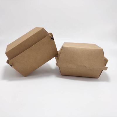 China 4 Inch Recyclable Kraft Paper Hamburger Takeout Paper Packing Boxes Cake Boxes For Wholesale for sale