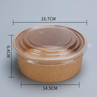 China Recyclable Wholesale Kraft Lid Clear Paper Disposable 1000ml Food Bowl For Biodegradable for sale