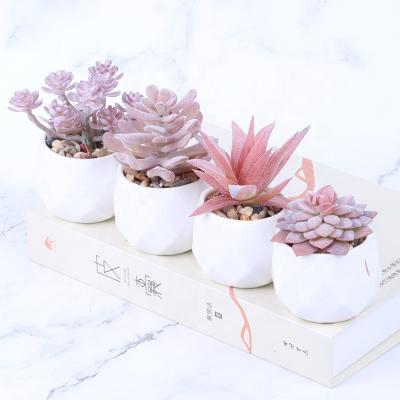 China Ceramic Basin Ceramic Basin Simulated Ceramic Plant Mini Artificial Succulent Desktop Decoration Potted Green Plant With Pot for sale