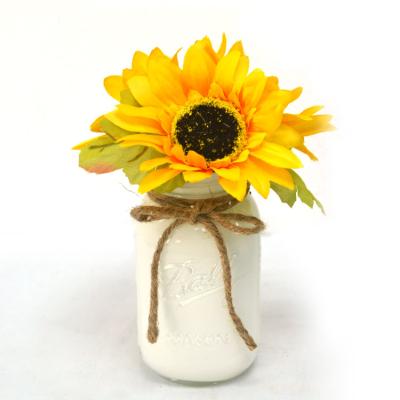 China Beautiful beautiful colorful sunflower vase made of artificial flower sunflowers and glass bottles for sale