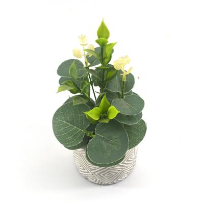 China Wholesale Fresh Colorful Beautiful Simulated Potted Decoration Of Beautiful Colorful Eucalyptus Leaf Plant Stock Placed In The Center Of Decorative Potted Table for sale