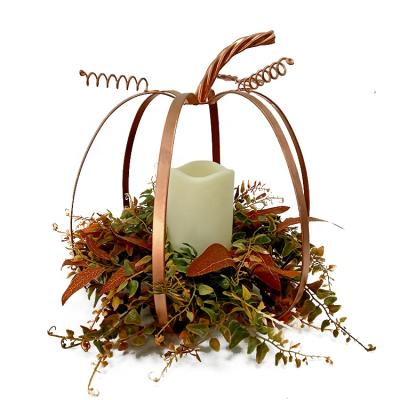 China Custom idyllic style fall harvest style autumn harvest style idyllic home decor metal style pumpkin indoor pumpkin lantern for sale