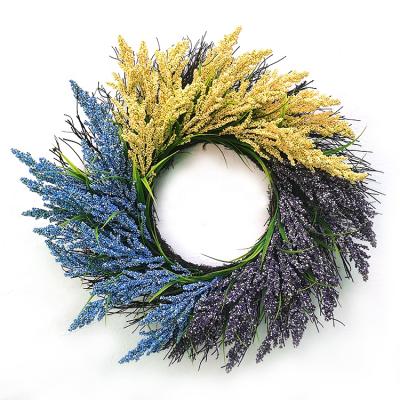 China Wholesale Plastic Decoration Front Entrance Manufacturers Artificial Lavender Garland For Home European Style Christmas Flower Decor for sale