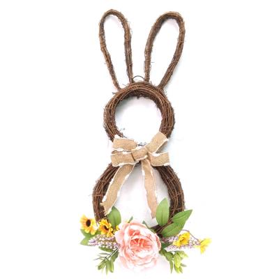 China Handmade & Custom Handmade & Custom Easter Bunny Flowers Twig Wreaths Decoration for Front Door and Interior Wall Decor for sale