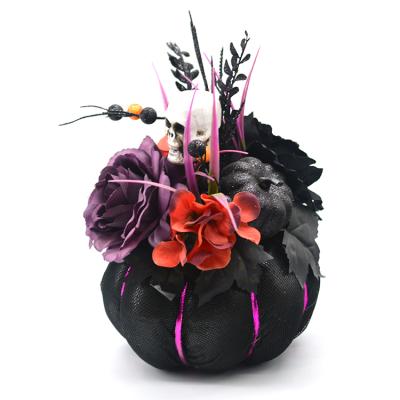 China Western Style Plastic Halloween Pumpkin Decoration Artificially Made Scary Pumpkin Flower Pot Decoration With Golgo for sale