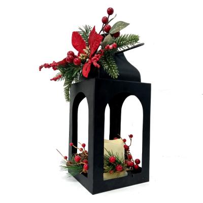 China European Style Modern Traditional Christmas European Style Metal Lantern and Battery Flickering Decorative Flame Led Candle Light Sconce and Metal Black Lanterns for sale