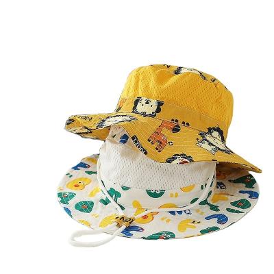 China Summer Custom Mesh Sun Protection Logo Baby Fisherman Hat Cartoon Sun Protection Breathable Hat for sale