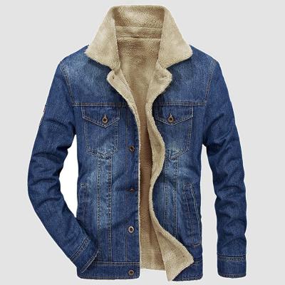 China Factory Sale Men's Winter QUICK DRY Jackets Thick Padded Custom Logo Plus Size Oversized Velvet Denim Jacket Men With Pocket for sale