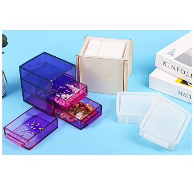 China Lotuz Disposable Epoxy Resin Molds Drawer Storage Organizer Silicone Mold Display Organizer Nail Polish Lipstick Makeup for sale