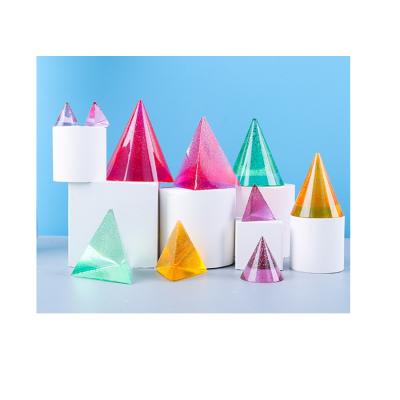 China Lotuz Pyramid Disposable Epoxy Resin Molds Jewelry Large Pyramid Silicone Mold Paperweight Home Decoration for sale