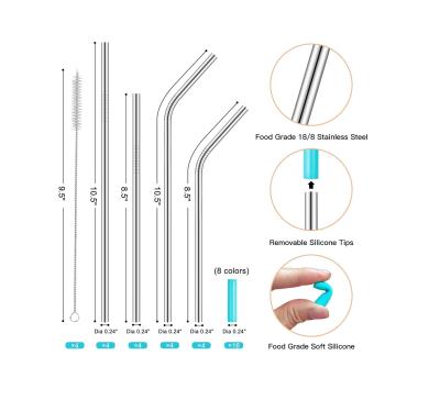 China Lotuz Disposable Set of 16 Reusable Stainless Steel Straws with Travel Case Cleaning Brush Silicone Tips Eco Friendly for sale