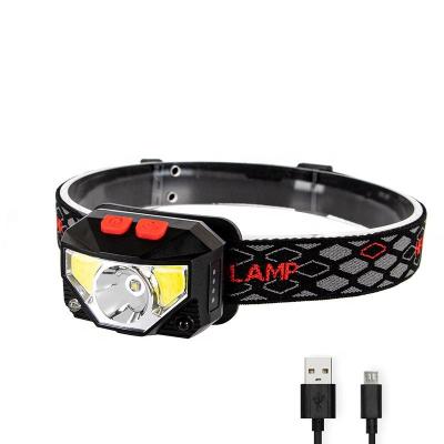 China 2020 Emergency USB Rechargeable Headlight , 8 Modes Waterproof Head Light With Motion Sensor And Built In Batteries For Outdoor for sale