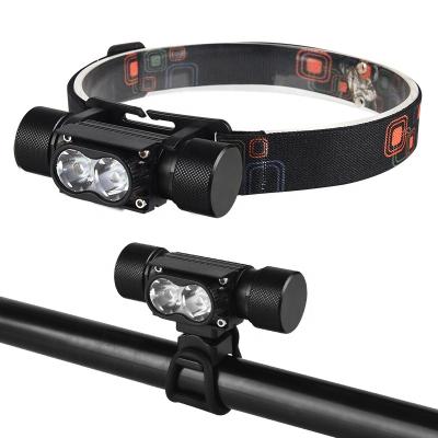 China 2021 Dual 20W XM-L T6 Led High Power Universal Remote 2 In 1 USB Bike Front Light And Headlamp Powered By 18650 Battery 90*40*30 mm / 3.55*1.58*1.18 in for sale