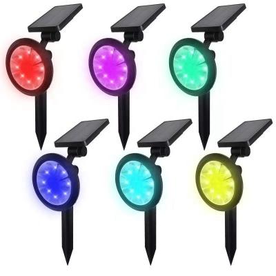 China New Garden RGB Color Changing Waterproof Solar 9LED Garden Lights Auto ON/OFF Landscape Adjustable Spot Lights 2-IN-1 Solar Wall Light for sale