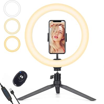 China 10 Inch Hot Dimmable Remote Control Selfie Ring Light With Tripod Photographic Stand for TikTok Makeup and Live Stream Ring Light : 26cm/10in for sale