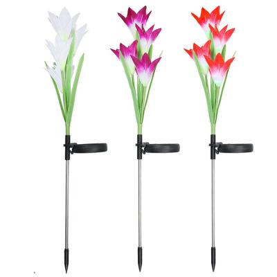 China Top Selling LANDSCAPE Flower 4*led Color Changing Beautiful Decorative Light Outdoor Solar Garden Lights for sale