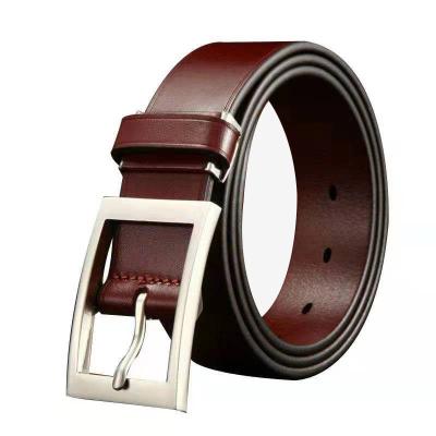 China Top-grain Leather Whip Retro Suit Fashion Alloy Metal Buckle Designer Fork Pin Needle Buckle Top-grain Leather Men Belt for sale